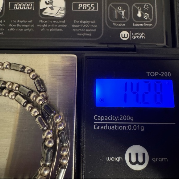 Vintage Sterling Silver & Hematite Bead Necklace – Alternating Beads - Picture 5 of 8